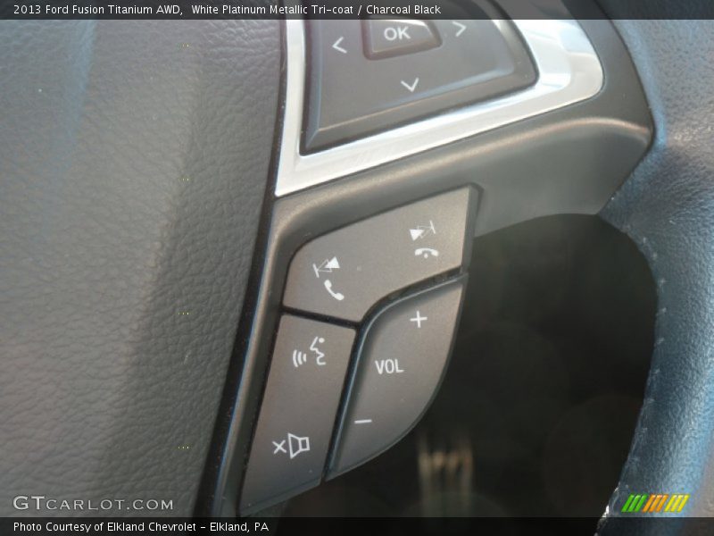 White Platinum Metallic Tri-coat / Charcoal Black 2013 Ford Fusion Titanium AWD