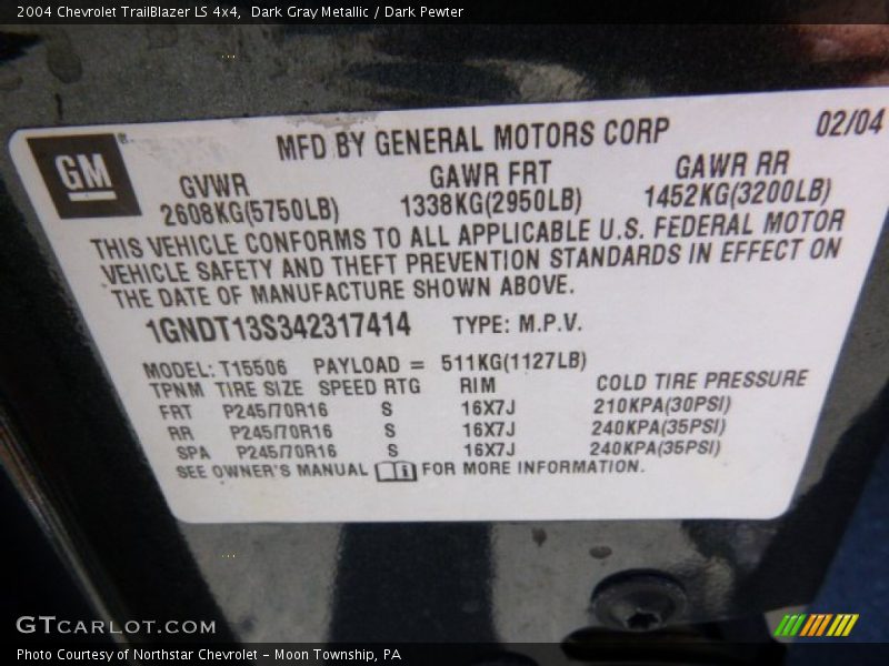 Dark Gray Metallic / Dark Pewter 2004 Chevrolet TrailBlazer LS 4x4