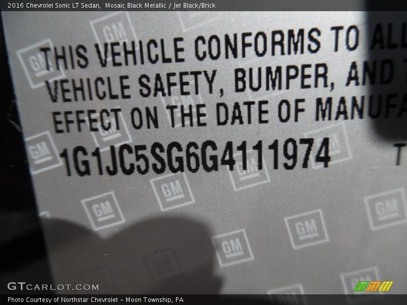 Mosaic Black Metallic / Jet Black/Brick 2016 Chevrolet Sonic LT Sedan