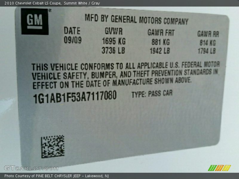 Summit White / Gray 2010 Chevrolet Cobalt LS Coupe