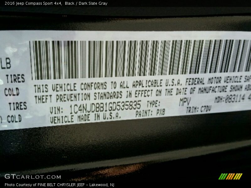 Black / Dark Slate Gray 2016 Jeep Compass Sport 4x4