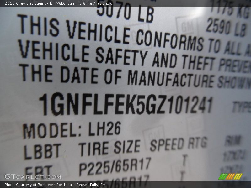 Summit White / Jet Black 2016 Chevrolet Equinox LT AWD