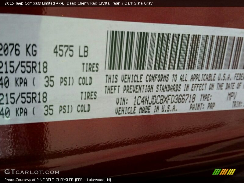 Deep Cherry Red Crystal Pearl / Dark Slate Gray 2015 Jeep Compass Limited 4x4
