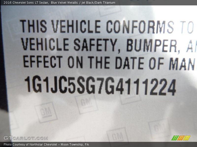 Blue Velvet Metallic / Jet Black/Dark Titanium 2016 Chevrolet Sonic LT Sedan