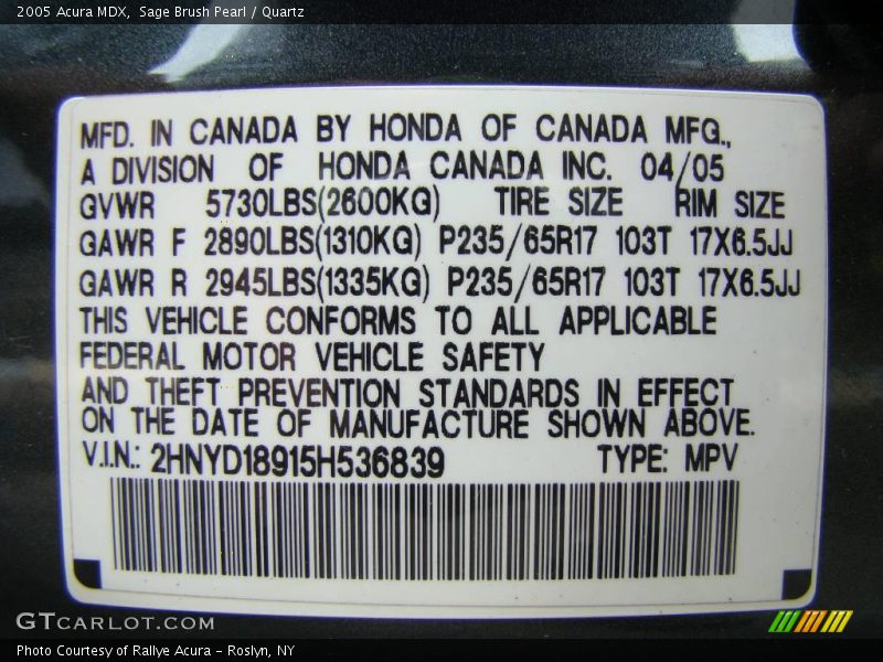 Sage Brush Pearl / Quartz 2005 Acura MDX