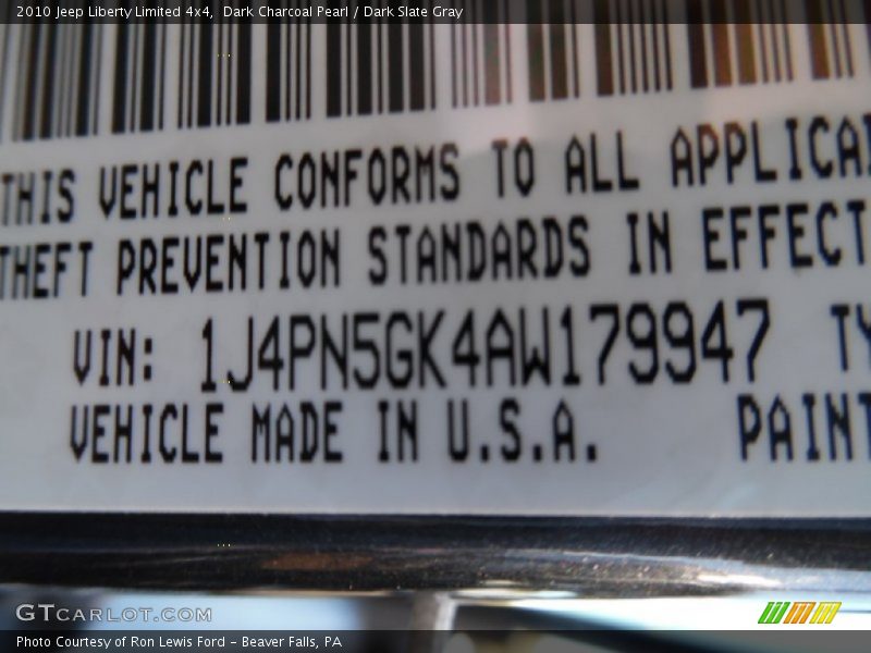 Dark Charcoal Pearl / Dark Slate Gray 2010 Jeep Liberty Limited 4x4