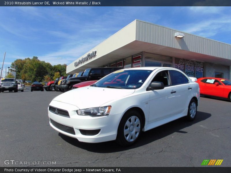 Wicked White Metallic / Black 2010 Mitsubishi Lancer DE