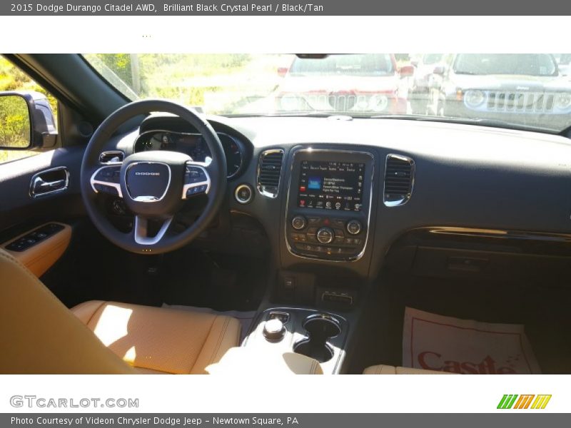 Brilliant Black Crystal Pearl / Black/Tan 2015 Dodge Durango Citadel AWD