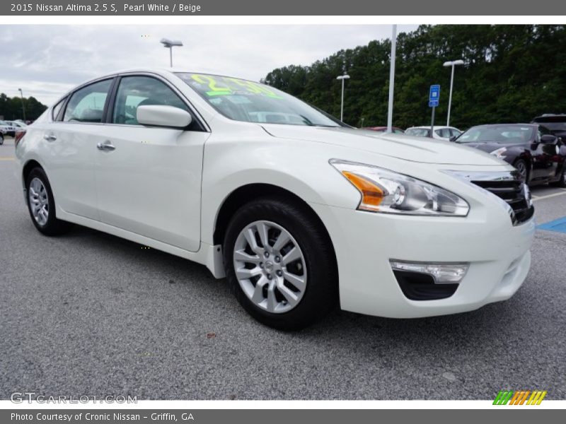 Pearl White / Beige 2015 Nissan Altima 2.5 S