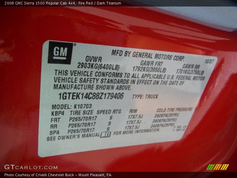 Fire Red / Dark Titanium 2008 GMC Sierra 1500 Regular Cab 4x4
