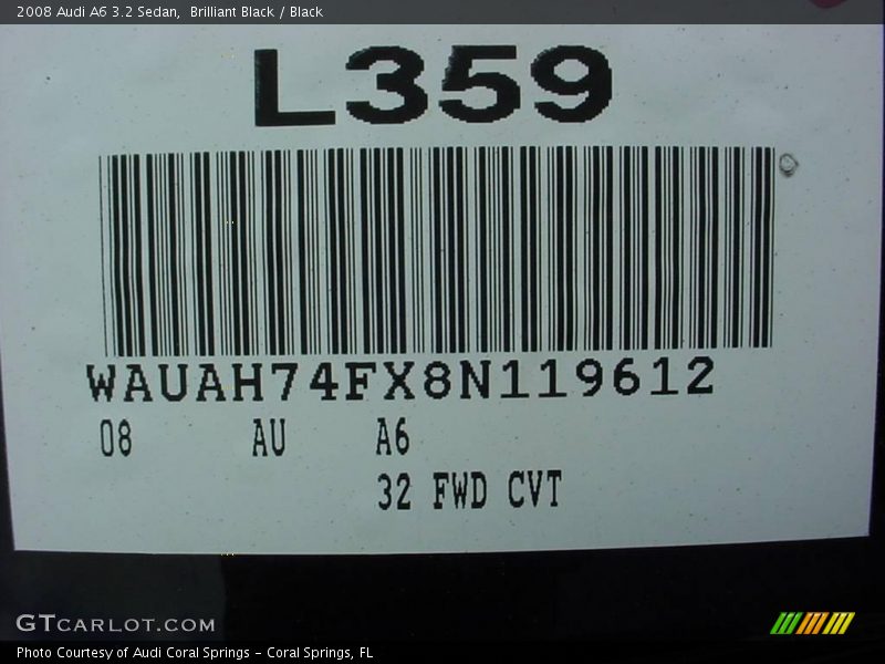 Brilliant Black / Black 2008 Audi A6 3.2 Sedan