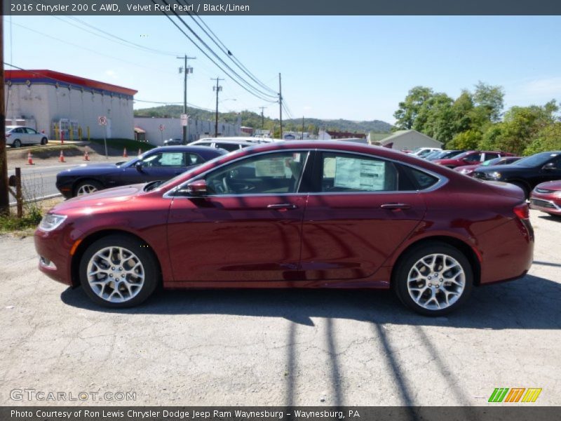 Velvet Red Pearl / Black/Linen 2016 Chrysler 200 C AWD