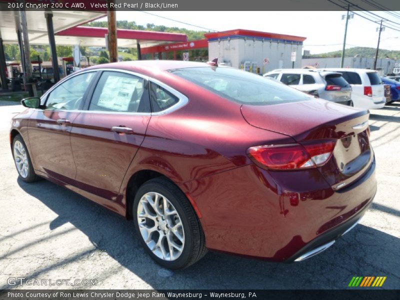 Velvet Red Pearl / Black/Linen 2016 Chrysler 200 C AWD