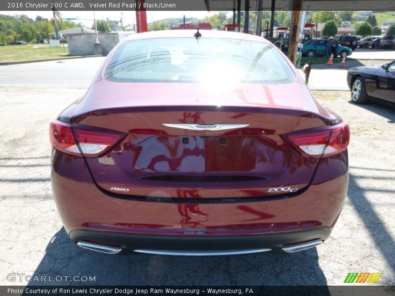 Velvet Red Pearl / Black/Linen 2016 Chrysler 200 C AWD