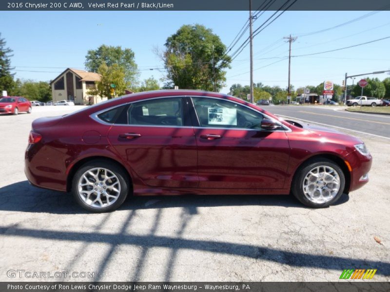 Velvet Red Pearl / Black/Linen 2016 Chrysler 200 C AWD