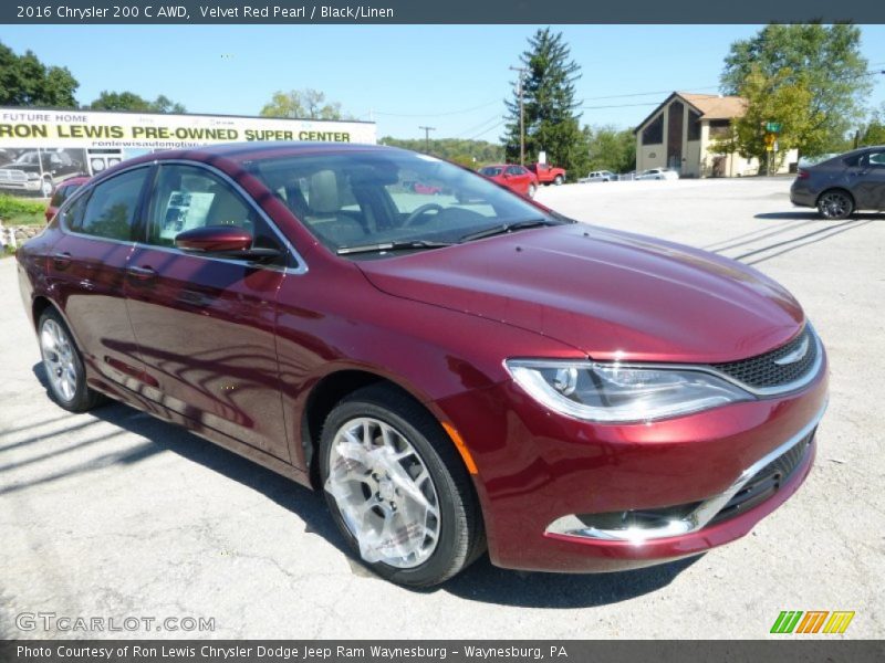 Velvet Red Pearl / Black/Linen 2016 Chrysler 200 C AWD