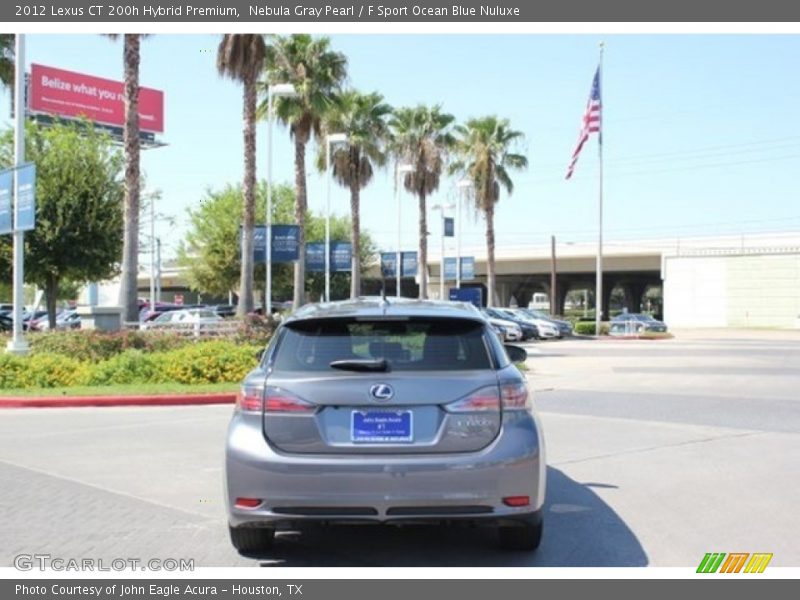 Nebula Gray Pearl / F Sport Ocean Blue Nuluxe 2012 Lexus CT 200h Hybrid Premium