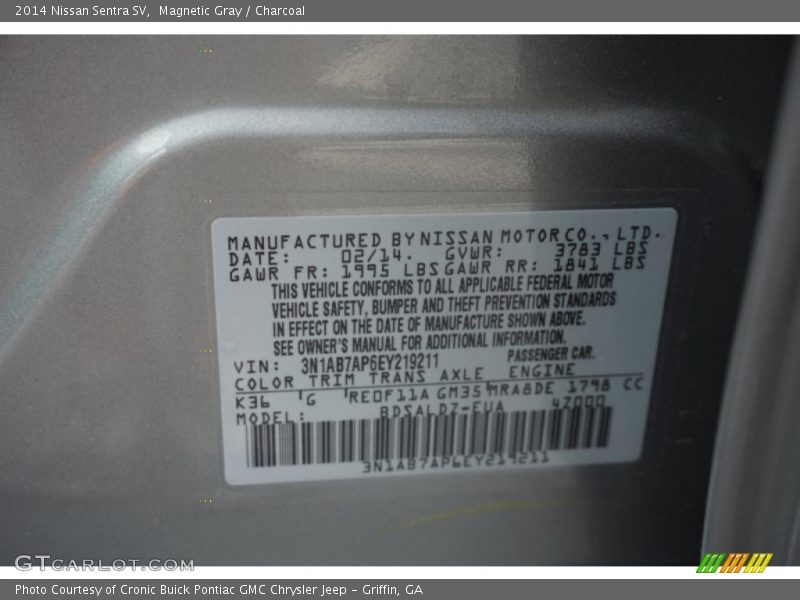 Magnetic Gray / Charcoal 2014 Nissan Sentra SV