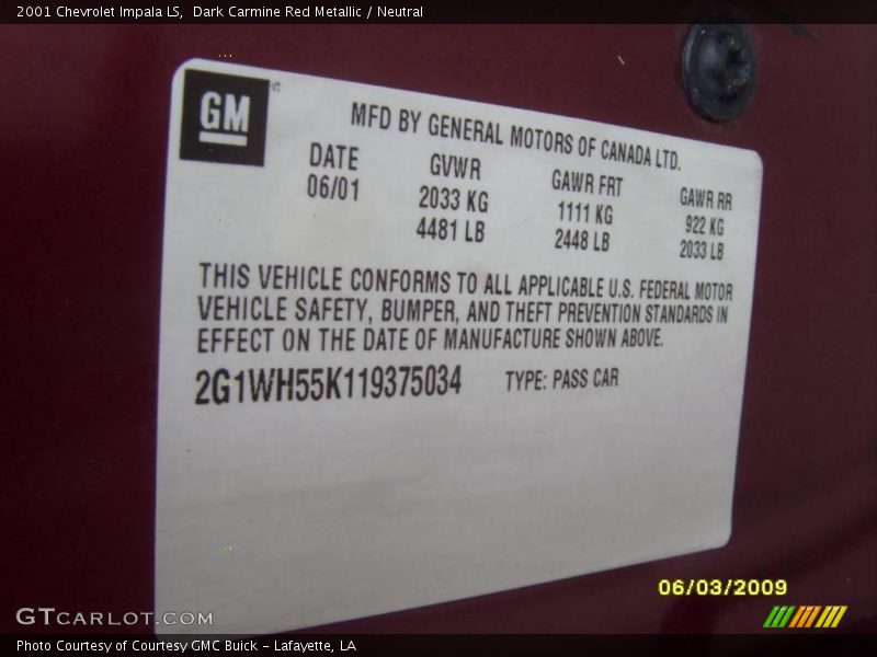 Dark Carmine Red Metallic / Neutral 2001 Chevrolet Impala LS