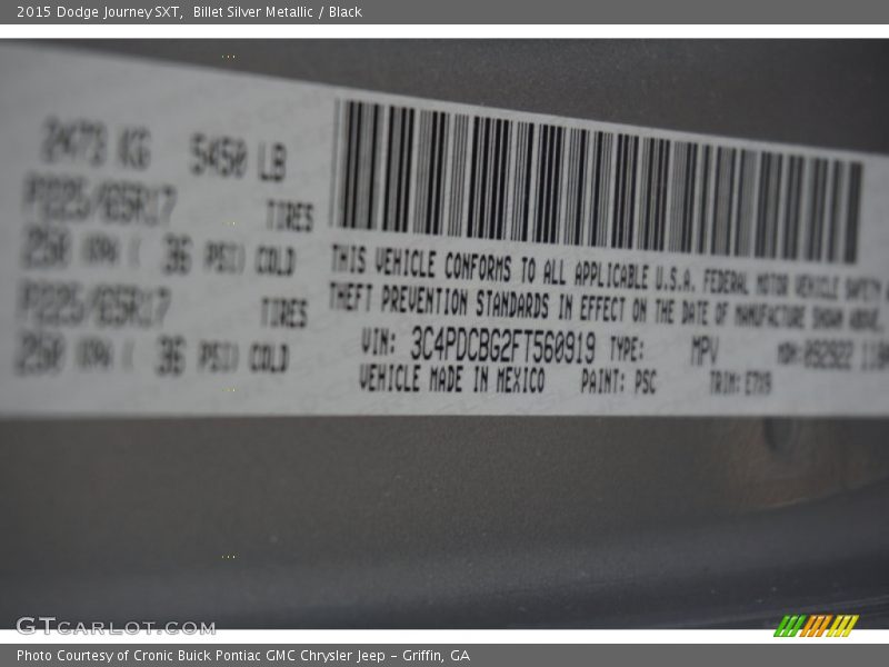 Billet Silver Metallic / Black 2015 Dodge Journey SXT