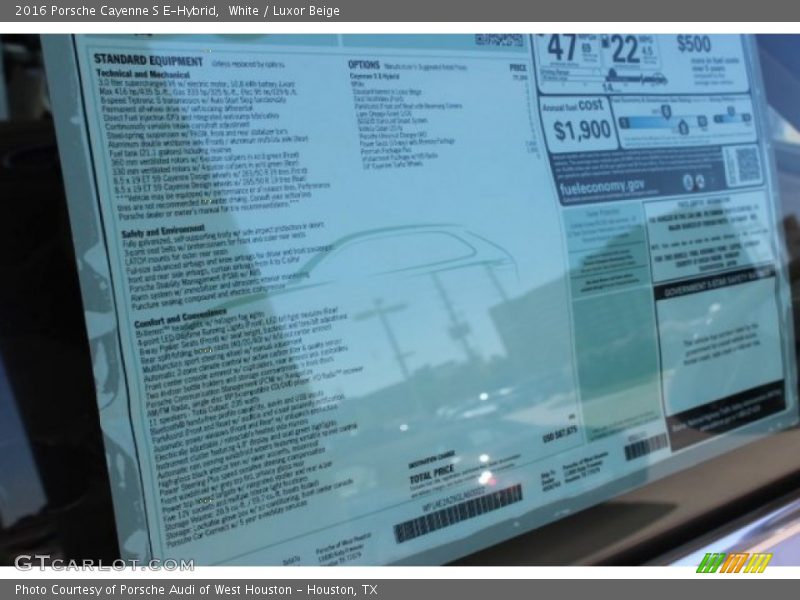  2016 Cayenne S E-Hybrid Window Sticker