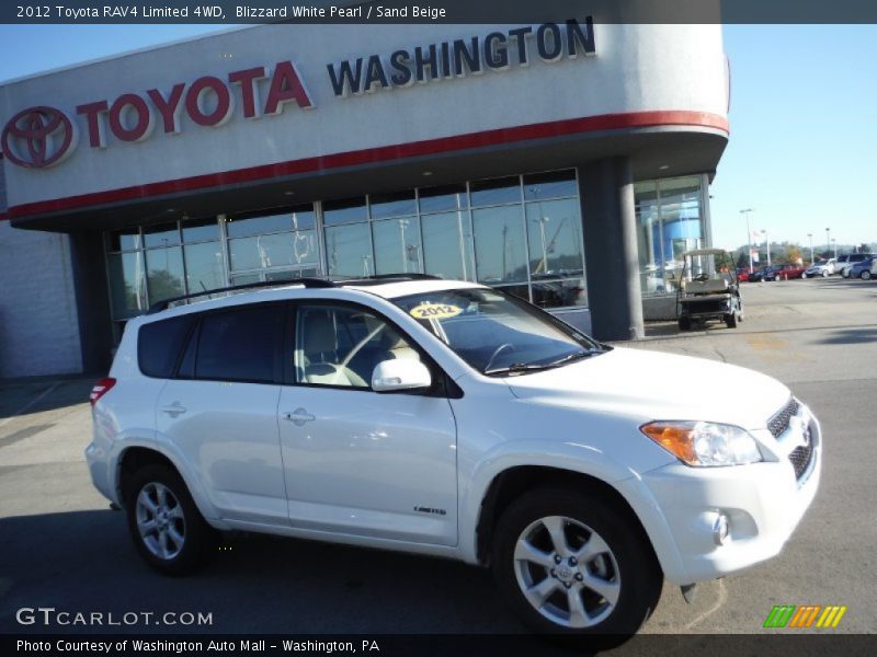 Blizzard White Pearl / Sand Beige 2012 Toyota RAV4 Limited 4WD