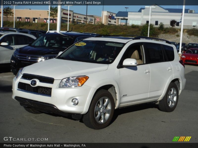Blizzard White Pearl / Sand Beige 2012 Toyota RAV4 Limited 4WD