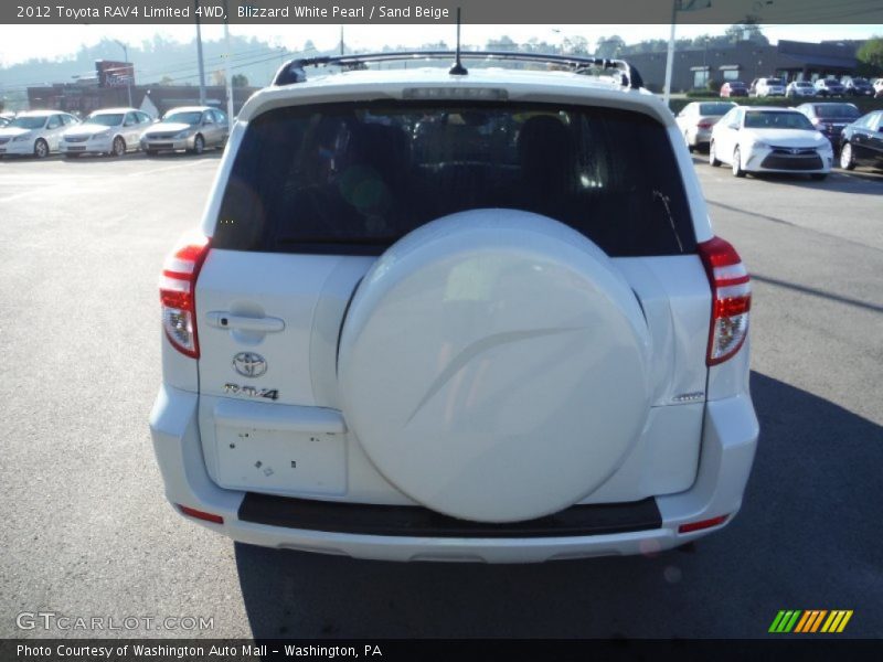 Blizzard White Pearl / Sand Beige 2012 Toyota RAV4 Limited 4WD