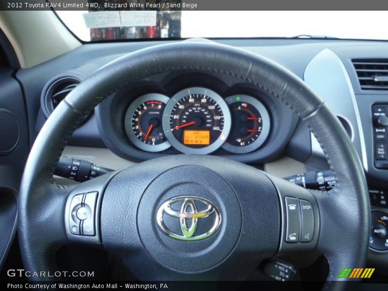 Blizzard White Pearl / Sand Beige 2012 Toyota RAV4 Limited 4WD