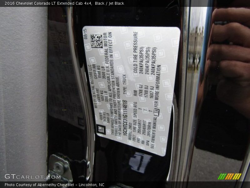 Black / Jet Black 2016 Chevrolet Colorado LT Extended Cab 4x4