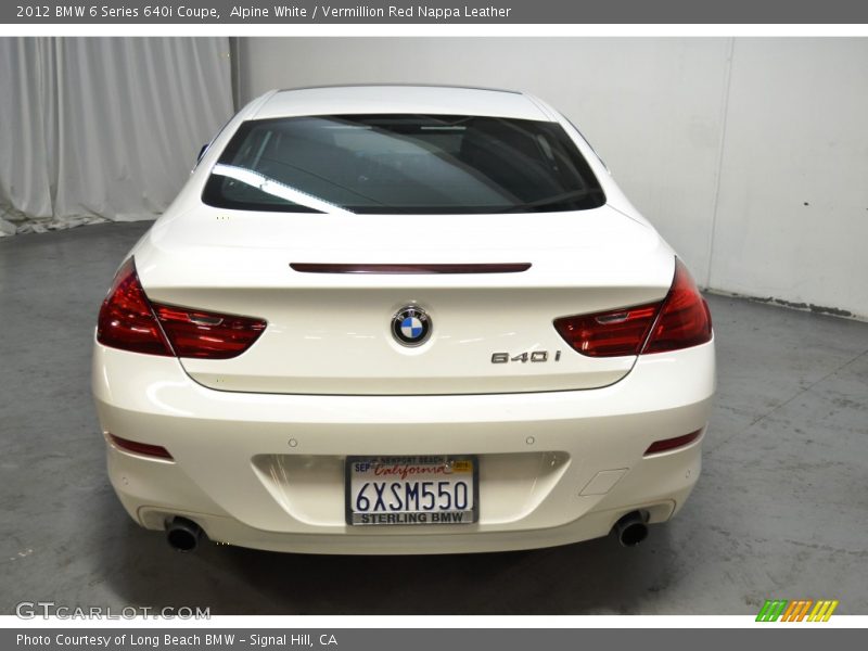 Alpine White / Vermillion Red Nappa Leather 2012 BMW 6 Series 640i Coupe