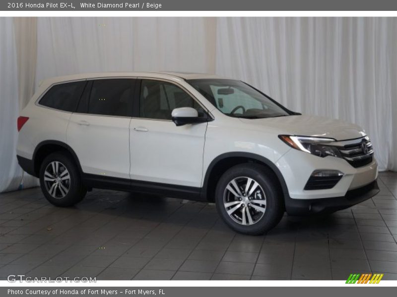 White Diamond Pearl / Beige 2016 Honda Pilot EX-L