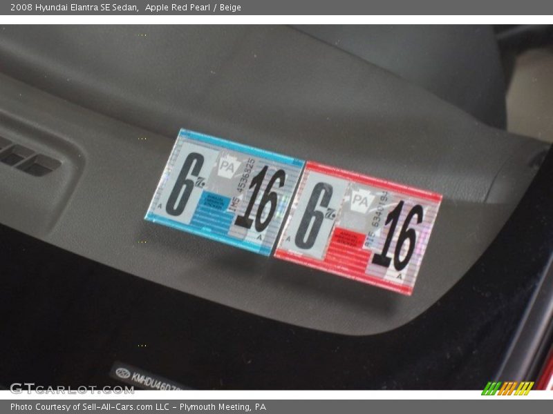 Apple Red Pearl / Beige 2008 Hyundai Elantra SE Sedan