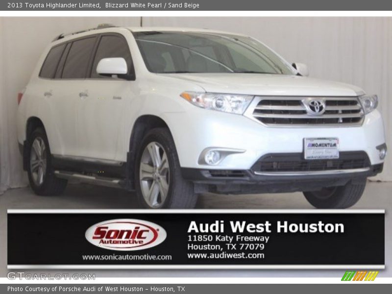 Blizzard White Pearl / Sand Beige 2013 Toyota Highlander Limited