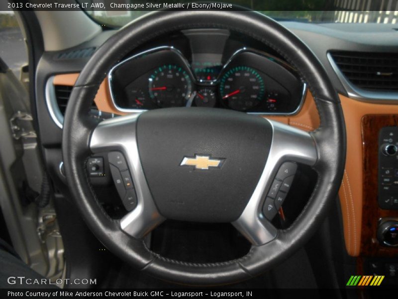 Champagne Silver Metallic / Ebony/Mojave 2013 Chevrolet Traverse LT AWD