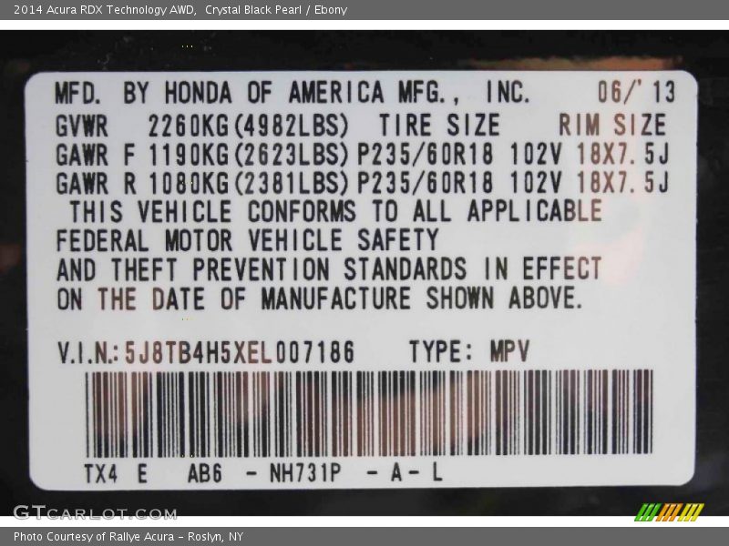 Crystal Black Pearl / Ebony 2014 Acura RDX Technology AWD