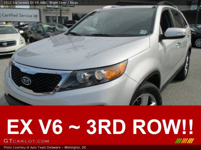 Bright Silver / Beige 2012 Kia Sorento EX V6 AWD