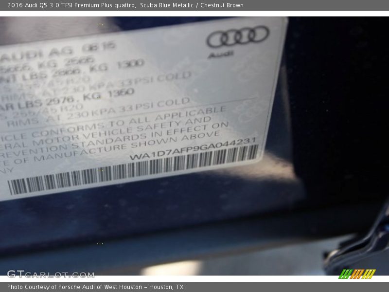 Scuba Blue Metallic / Chestnut Brown 2016 Audi Q5 3.0 TFSI Premium Plus quattro