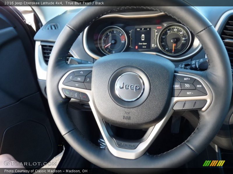 True Blue Pearl / Black 2016 Jeep Cherokee Latitude 4x4