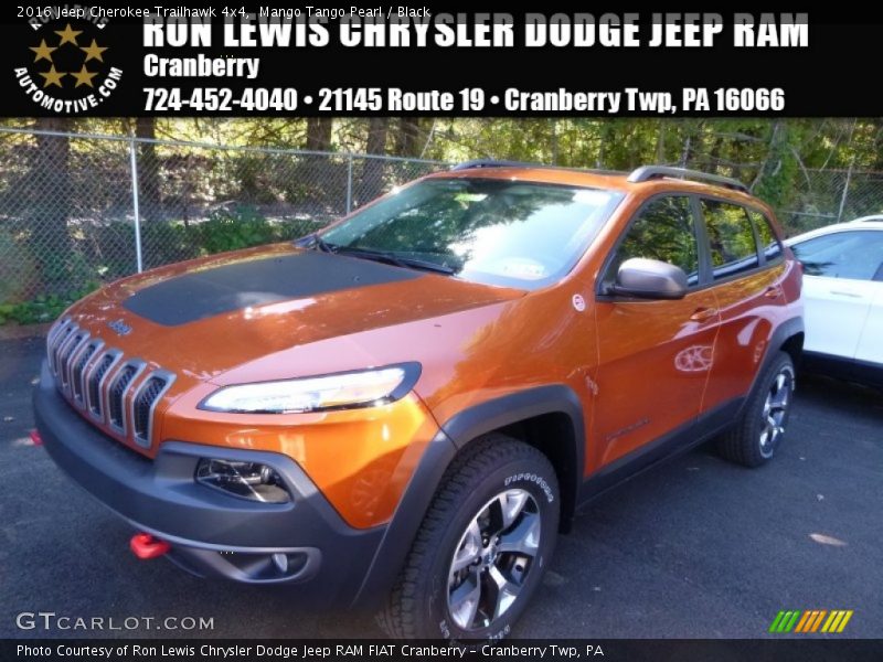 Mango Tango Pearl / Black 2016 Jeep Cherokee Trailhawk 4x4