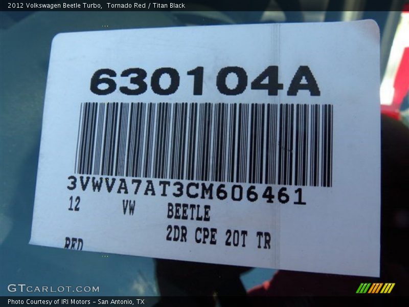 Tornado Red / Titan Black 2012 Volkswagen Beetle Turbo