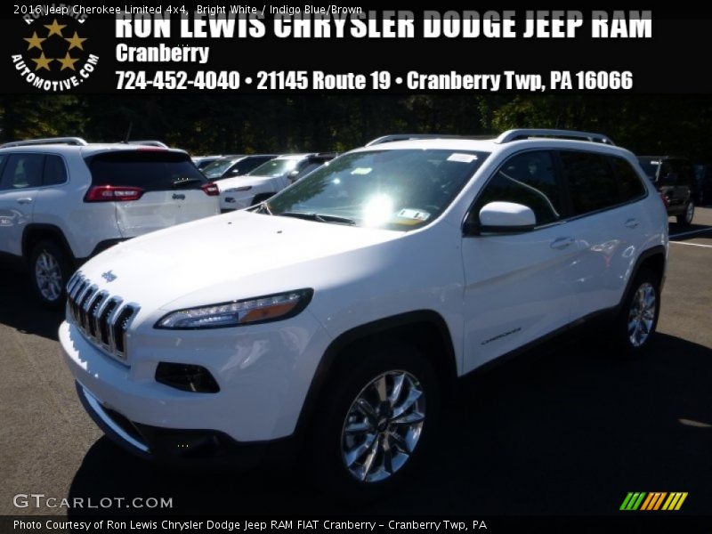 Bright White / Indigo Blue/Brown 2016 Jeep Cherokee Limited 4x4