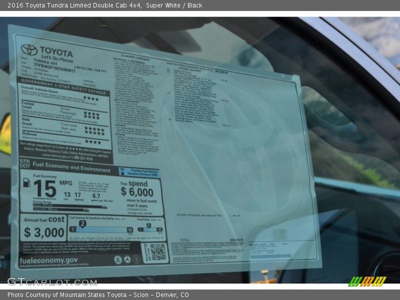 Super White / Black 2016 Toyota Tundra Limited Double Cab 4x4