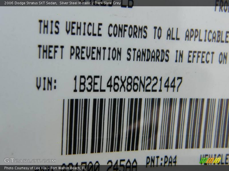 2006 Stratus SXT Sedan Silver Steel Metallic Color Code PA4