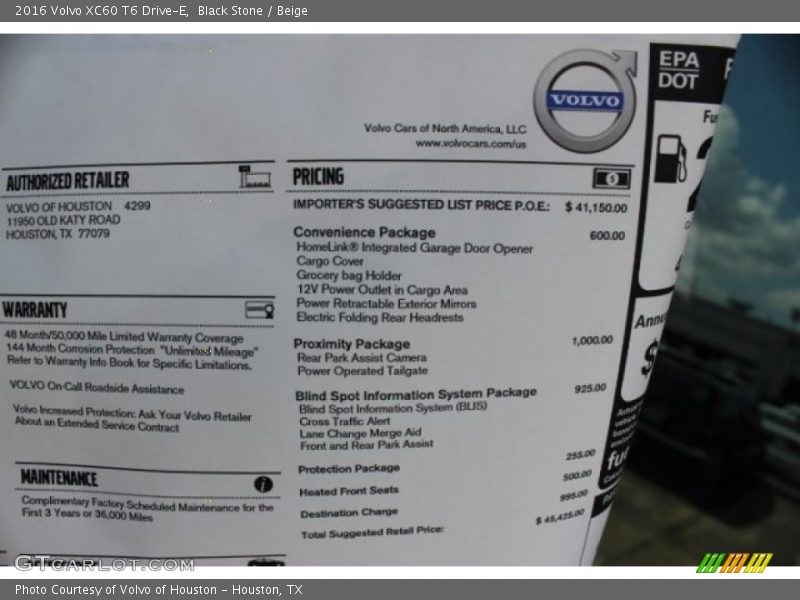 Black Stone / Beige 2016 Volvo XC60 T6 Drive-E