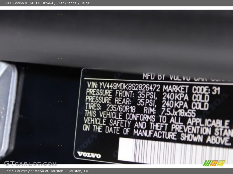 Black Stone / Beige 2016 Volvo XC60 T6 Drive-E