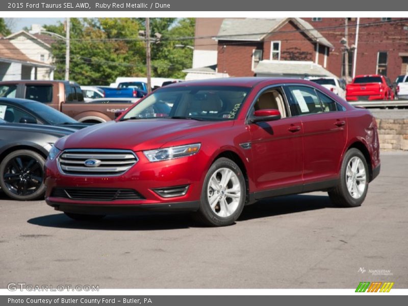 Ruby Red Metallic / Dune 2015 Ford Taurus SEL AWD