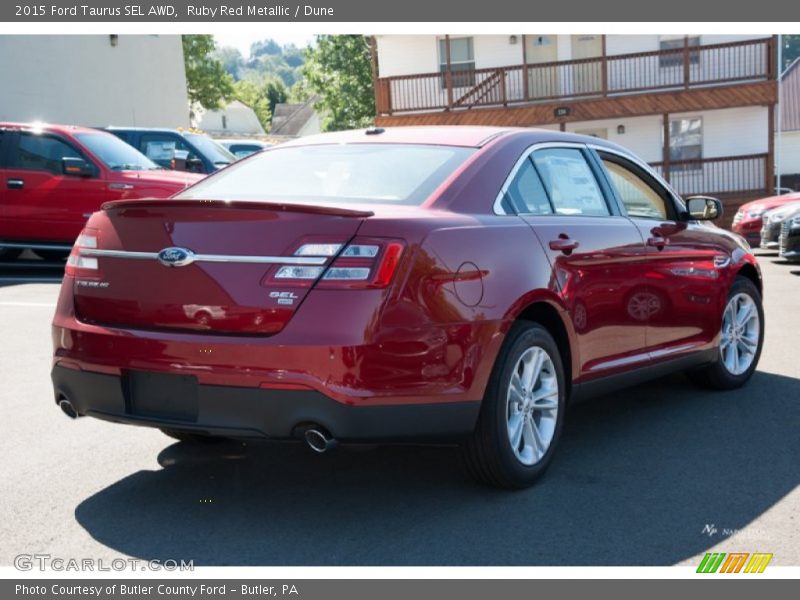 Ruby Red Metallic / Dune 2015 Ford Taurus SEL AWD