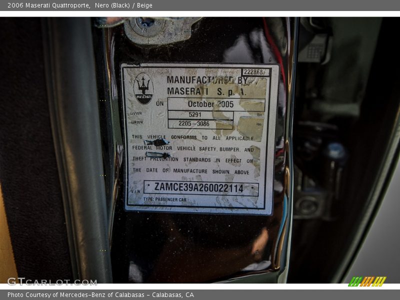 Nero (Black) / Beige 2006 Maserati Quattroporte