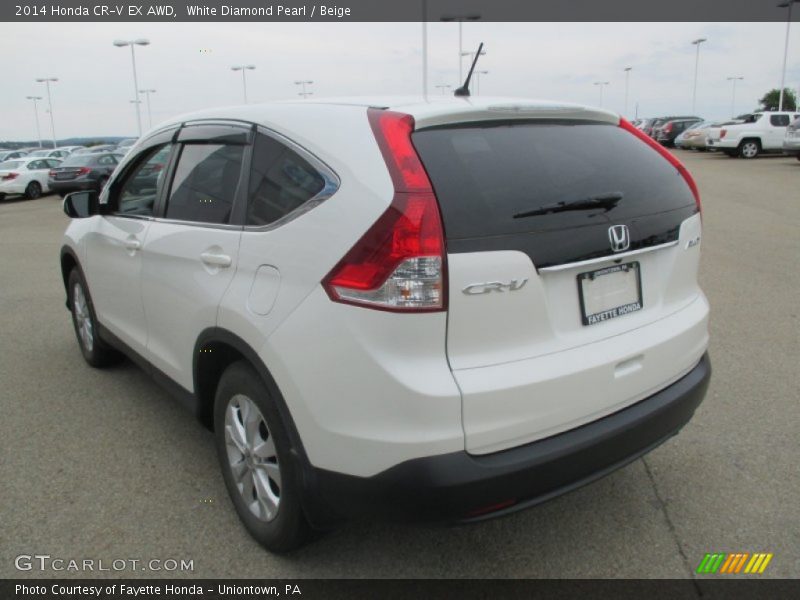 White Diamond Pearl / Beige 2014 Honda CR-V EX AWD